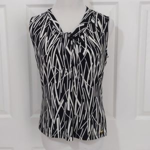 Calvin Klein Black and White Bamboo Print Blouse